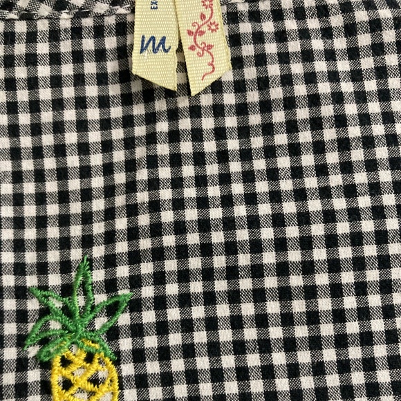 🍍Women’s Gingham Top Pineapple embroidered  Blouse 🍍. Size : M - Picture 3 of 13